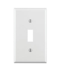 Leviton 020-88001-000 Non-Metallic Wallplate, 4-1/2 in L, 2-3/4 in W, 1 -Gang, Thermoset, White, Smooth
