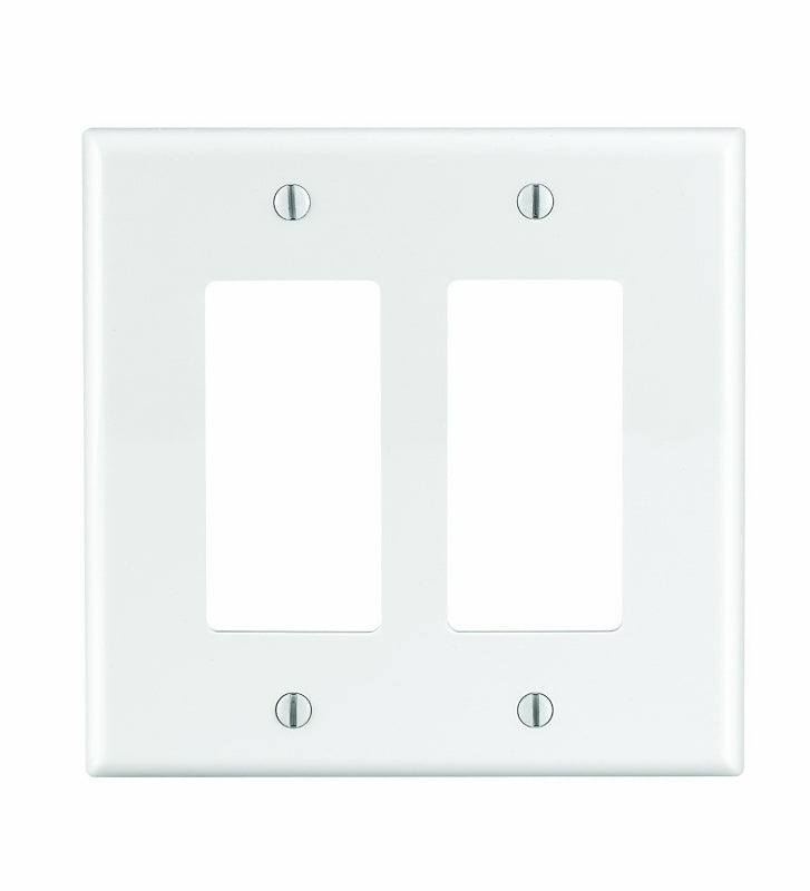 Decora PJ262-W Wallplate, 4.88 in L, 4.94 in W, 2 -Gang, Nylon, White
