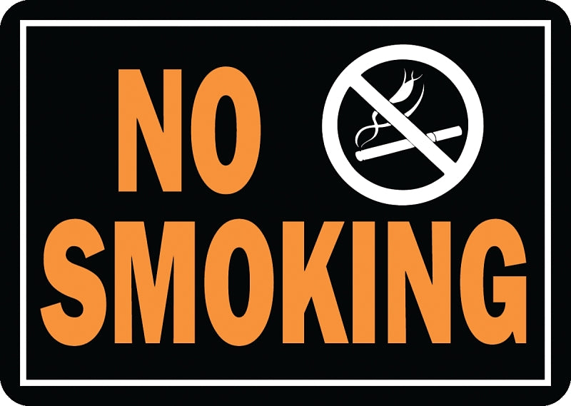 Hy-Ko Hy-Glo Series 811 Identification Sign, Rectangular, NO SMOKING, Fluorescent Orange Legend, Black Background