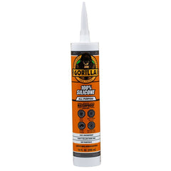 Gorilla 8050002 Silicone Sealant, Clear, 1 days Curing, -40 to 350 deg F, 10 oz Cartridge