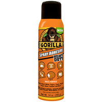 Gorilla 6301502 Spray Adhesive, Clear, 24 hr Curing, 14 oz Can