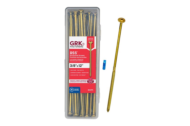 GRK Fasteners RSS 12299 Structural Screw, 3/8 in Thread, 12 in L, Washer Head, Star Drive, Steel, 50 PK