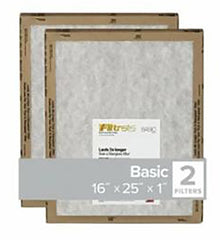 Filtrete FPL01-2PK-24 Flat Panel Air Filter, 25 in L, 16 in W, 2 MERV, For: Air Conditioner, Furnace and HVAC System