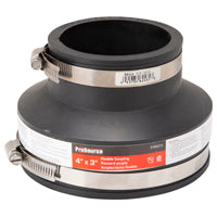 ProSource KJ-008 Coupling, 4 x 3 in, Clay to Cast Iron or Plastic Pipes, PVC, Black