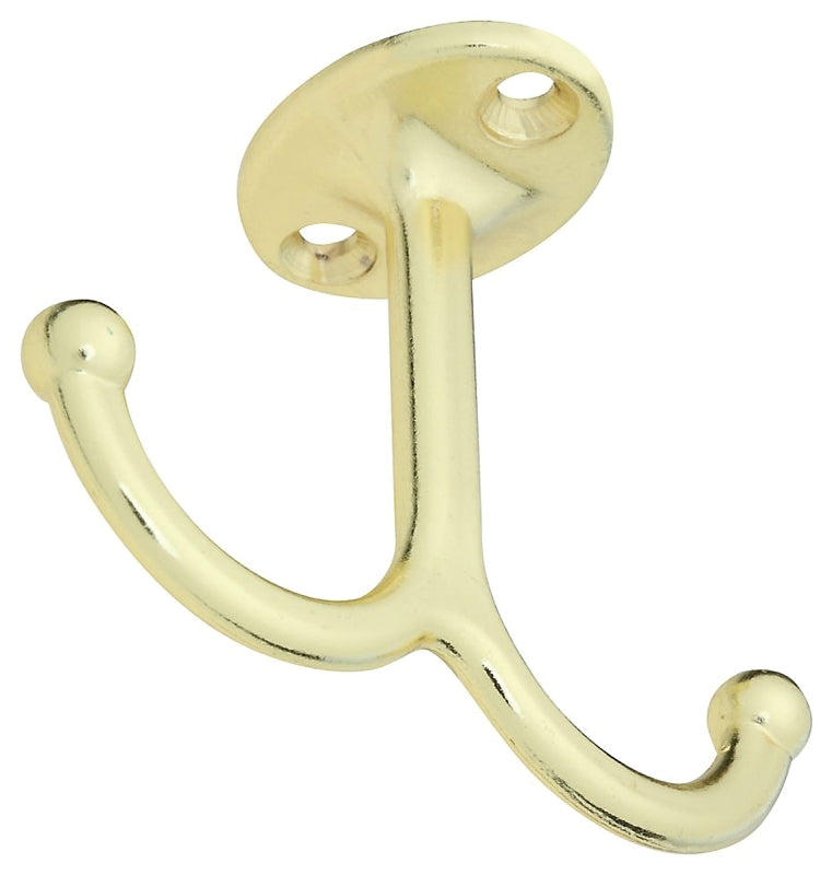 National Hardware V165 N245-811 Coat Hook, 35 lb, Zinc, Brass