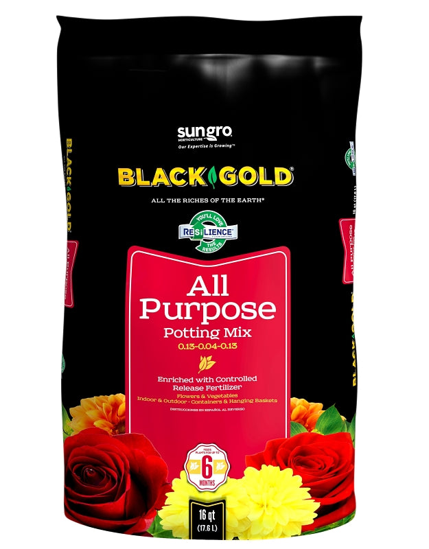 sun gro BLACK GOLD 1410102 16.0 QT P Potting Mix, Granular, Brown/Earthy, 120 Bag