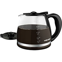 Black+Decker GC3100B Replacement Coffee Carafe, 12 Cup Capacity, Glass, Black, Plastic Handle, Ergonomic Handle