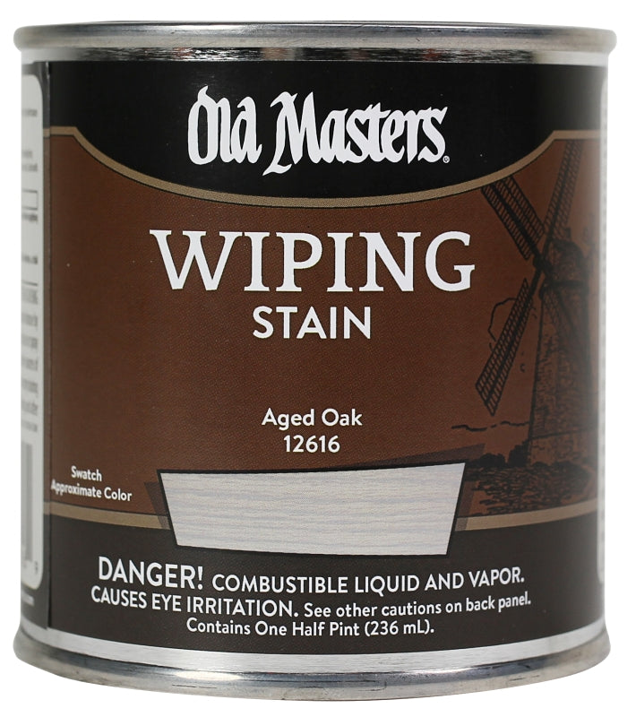 Old Masters 12616 Wiping Stain, Aged Oak, Liquid, 0.5 pt, Can