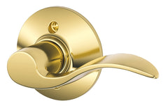 Schlage F Series F170V ACC 605 RH Dummy Door Lock, Mechanical Lock, Bright Brass, Lever Handle, Metal, Residential