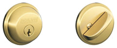 Schlage B60505 Deadbolt, Bright Brass, Metal, C Keyway, Re-Key Technology: Traditional, Residential, Grade 1 Grade, Yes