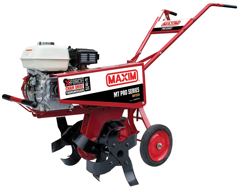 Maxim MT PRO Series RMT55H Heavy-Duty Rental Tiller, 163cc Honda GX160 Engine, 26 in Max Tilling W, 10 in Max Tilling D