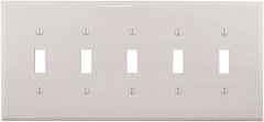 Eaton Wiring Devices PJ5W Wallplate, 10-1/2 in L, 4.88 in W, 5 -Gang, Polycarbonate, White, High-Gloss