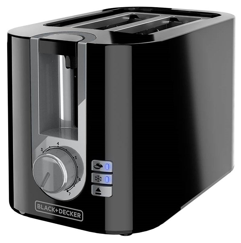 Black+Decker TR0025B Toaster, 850 W, 2 -Slice, 6, Knob Control, Aluminum/Plastic, Black