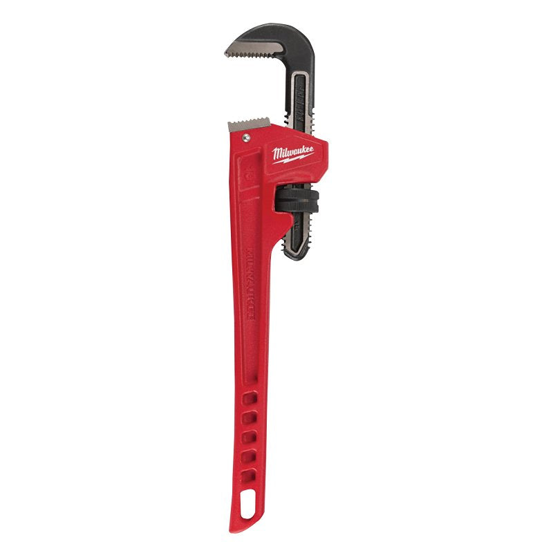 Milwaukee 48-22-7118 Pipe Wrench, 2-1/2 in Jaw, 18 in L, Serrated Jaw, Steel, Ergonomic Handle