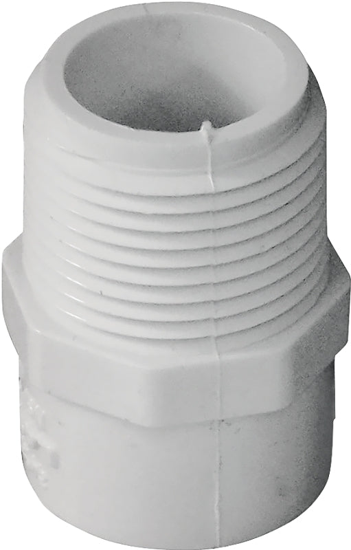 Lasco 436101BC Reducing Pipe Adapter, 3/4 x 1/2 in, MPT x Slip, PVC, White, SCH 40 Schedule