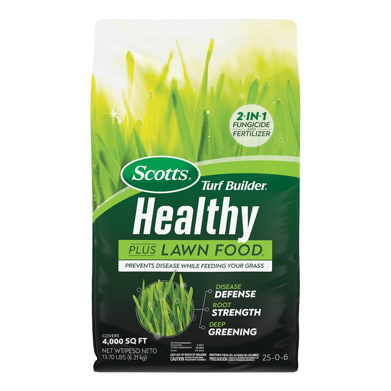 Scotts Turf Builder Healthy Plus 25030 All-Purpose Fertilizer, 13.7 lb, Granular, 25-0-6 N-P-K Ratio