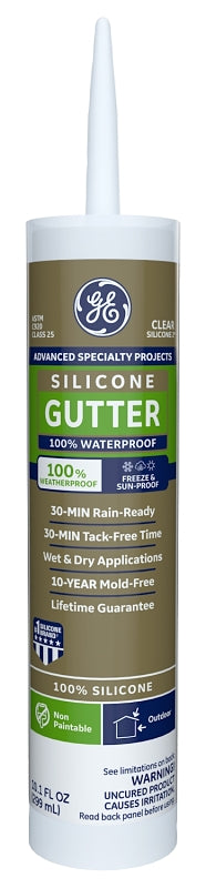GE GE50G.01 Gutter and Flashing Sealant, Clear, Paste, 10.1 fl-oz Cartridge