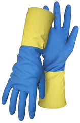 Boss 55L Gloves, L, 13 in L, Gauntlet Cuff, Latex Coating, Neoprene Glove, Blue/Yellow