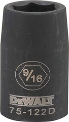 DeWALT DWMT75122OSP Deep Impact Socket, 9/16 in Socket, 1/2 in Drive, 6-Point, Steel, Black Oxide