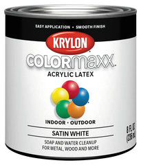 Krylon COLORmaxx K05615007 Exterior Paint, Satin, White, 8 oz