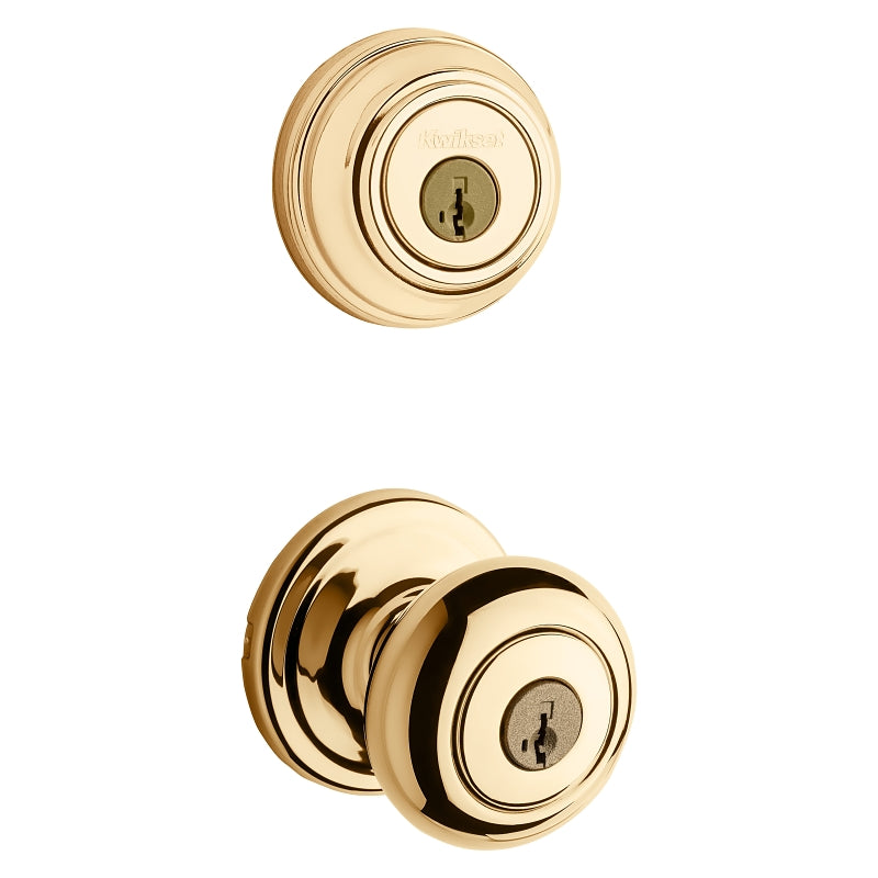 Kwikset Signature Series 991J 3 SMTCP Deadbolt Security Set, Knob Handle, Juno Design, Polished Brass, 2 Grade