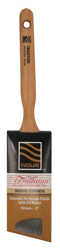 NOUR Tradition 1881-50NT Angular Straight Paint Brush, 2 in W, Nylon/Polyester Bristle, Sash Handle