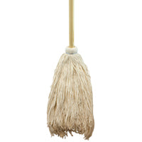 Chickasaw 00507 Wet Mop with Hanger, 20 oz Headband, 54 in L, Cotton Mop Head, White Mop Head, Metal Handle