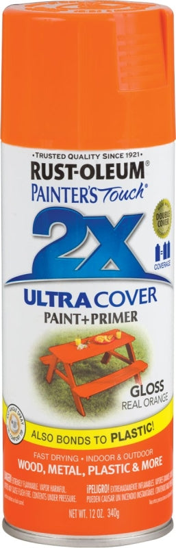 2X Ultra Cover 249095 Spray Paint, Gloss, Real Orange, 12 oz, Can