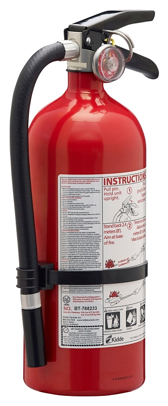 Kidde 466559 Fire Extinguisher, 4 lb Capacity, Monoammonium Phosphate, 2-A:10-B:C, Class A, Class B, Class C Class