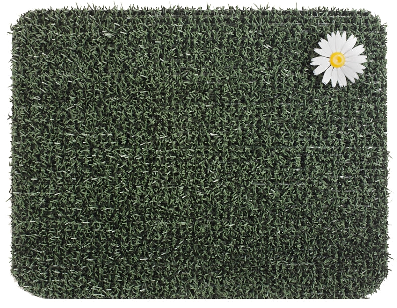 Grassworx Clean Machine Series 10372018 Door Mat, 24 in L, 18 in W, Rectangular, Daisy Pattern, Forest Green