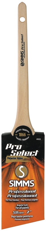 Pro Select 8020-50 Thin Angular Sash Brush, 2 in W, 2-3/8 in L Bristle, Nylon/Polyester Bristle, Rat Tail Handle