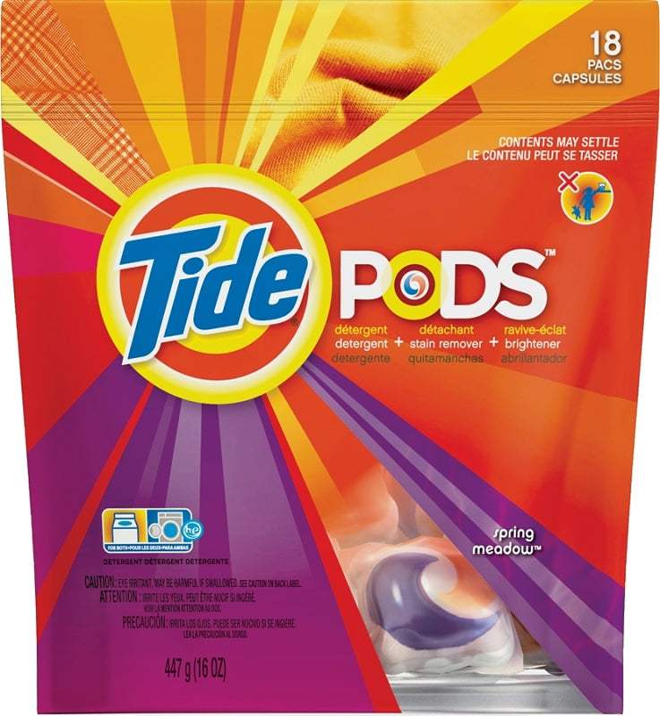 Tide 93120 Laundry Detergent, 16 CT, Liquid, Spring Meadow