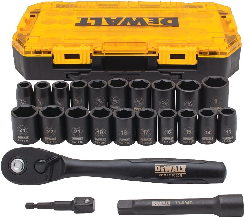 DeWALT DWMT74739 Socket Set, CR-440 Steel, Black Oxide, Specifications: 1/2 in Drive Size