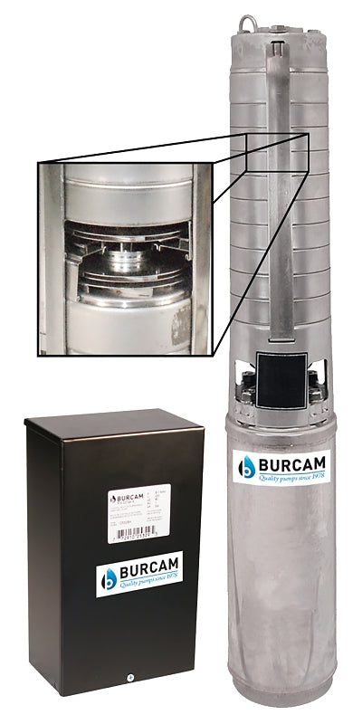 Burcam 101136H Submersible Well Pump, 3-Phase, 230 VAC, 0.75 hp, 4 x 1-1/4 in Connection, 275 ft Max Head, 10 gpm