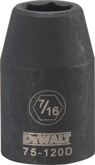 DeWALT DWMT75120OSP Deep Impact Socket, 7/16 in Socket, 1/2 in Drive, 6-Point, Steel, Black Oxide