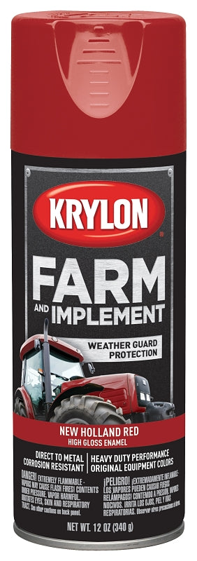 Krylon K01947000 Farm Equipment Spray, High-Gloss, New Holland Red, 12 oz