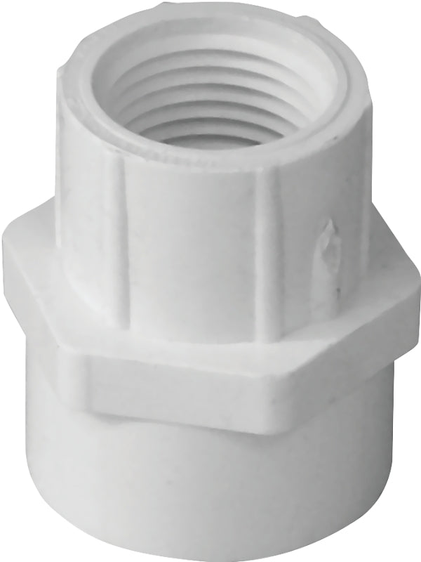 Xirtec 140 435992 Reducing Pipe Adapter, 3/4 x 1/2 in, Socket x FPT, PVC, White, SCH 40 Schedule, 150 psi Pressure