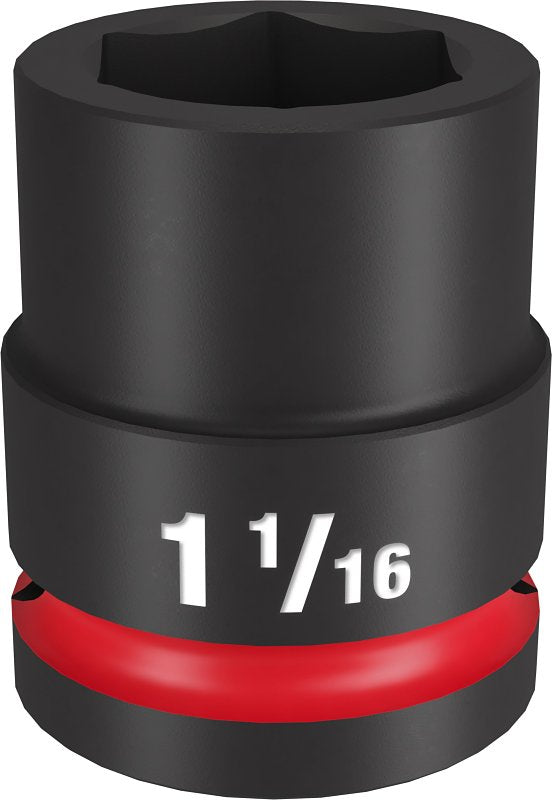Milwaukee SHOCKWAVE Impact Duty Series 49-66-6308 Shallow Impact Socket, 1-1/16 in Socket, 3/4 in Drive, Square Drive