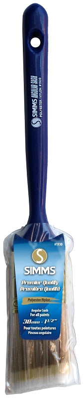 Simms 1930-38 Paint Brush, 1-1/2 in W, Angle Sash Brush, 2-1/8 in L Bristle, Nylon/Polyester Bristle