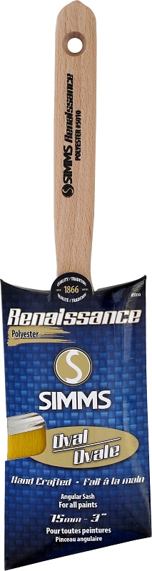 Renaissance 5010-75 Oval Sash Brush, 3 in W, 3 in L Bristle, Synthetic Hybrid Blend Bristle