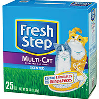Fresh Step 30468 Scoopable Cat Litter, 25 lb, Blue/Gray/Green/White, Solid