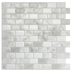 Smart Tiles Mosaik Series SM1103G-04-QG Wall Tile, 9.74 in L Tile, 9.8 in W Tile, Ravenna Roma Pattern, Vinyl