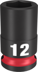 Milwaukee SHOCKWAVE Impact Duty Series 49-66-6136 Shallow Impact Socket, 12 mm Socket, 3/8 in Drive, Square Drive