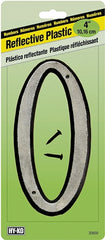 Hy-Ko 30600 Series 30610 House Number, Character: 0, 4 in H Character, Black/White Character, Plastic