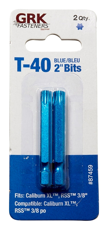 GRK Fasteners 187459 Drive Bit, T40 Drive, Star Drive, Hex Shank, 2 in L, Steel