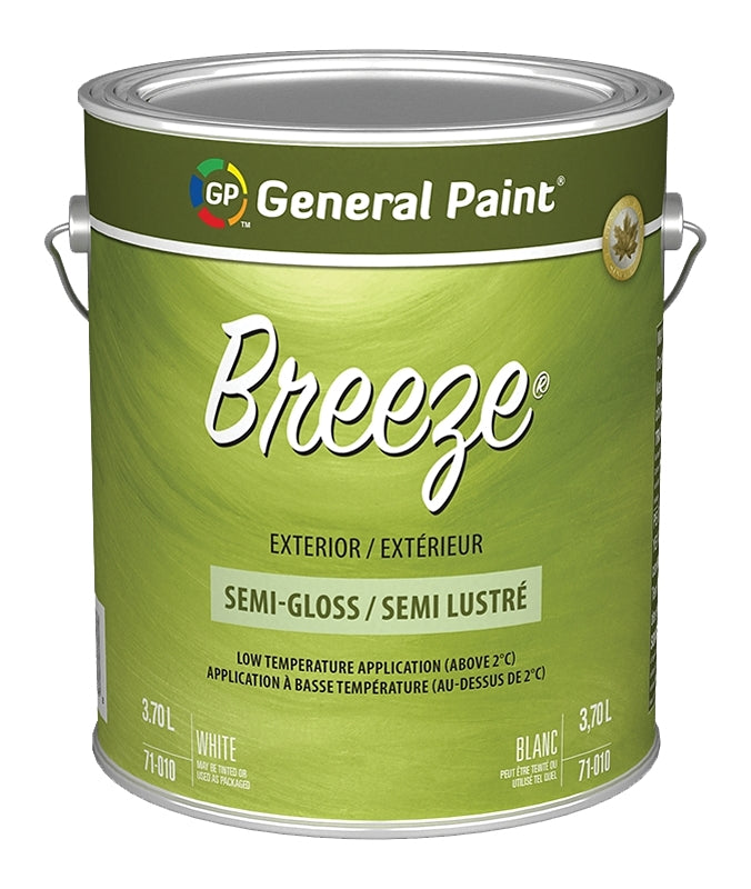 General Paint Breeze 71-010-16 Exterior Paint, Semi-Gloss, White, 1 gal