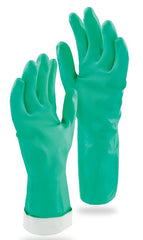 Libman 1318 Heavy-Duty Reusable Gloves, M, 13 in L, Nitrile, Green