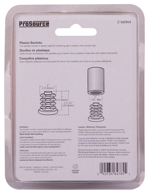 ProSource FE-S807-PS Furniture Socket, Plastic, Black