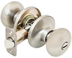 ALLEGION J40V-STR-619 Privacy Door Lock, Round Design, Knob Handle, Satin Nickel, Metal, Yes