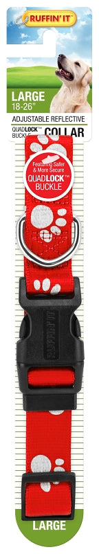 Ruffin'It 39243 Reflective Dog Collar, 18 to 26 in L, 1 in W, Nylon, Assorted